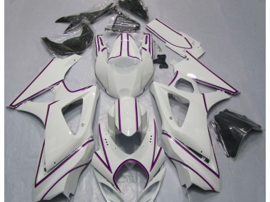 Shop Gloss White Pink Pin Stripe Suzuki GSXR Motorcycle Fairings 1000 Motorcycle Fairings 07-08