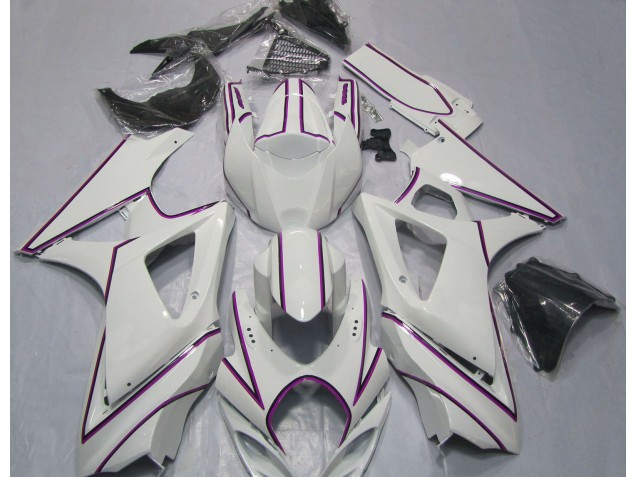 Shop Gloss White Pink Pin Stripe Suzuki GSXR Motorcycle Fairings 1000 Motorcycle Fairings 07-08 Shop Gloss White Pink Pin Stripe Suzuki GSXR Motorcycle Fairings 1000 Motorcycle Fairings 07-08