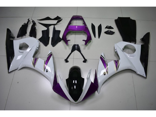 Shop Gloss White & Purple Accents Yamaha R6 Motorcycle Fairings 03-04 Shop Gloss White & Purple Accents Yamaha R6 Motorcycle Fairings 03-04