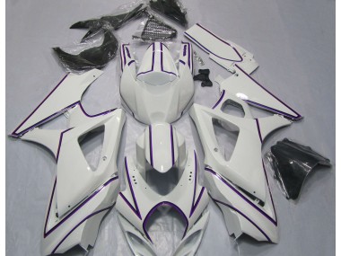 Shop Gloss White Purple Pin Stripe Suzuki GSXR Motorcycle Fairings 1000 Motorcycle Fairings 07-08