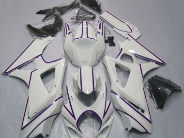 Shop Gloss White Purple Pin Stripe Suzuki GSXR Motorcycle Fairings 1000 Motorcycle Fairings 07-08