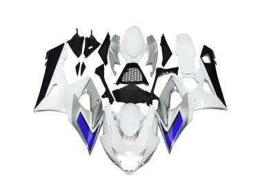 Shop Gloss White Style with Silver Hints and Blue Suzuki GSXR Motorcycle Fairings 1000 Motorcycle Fairings 05-06