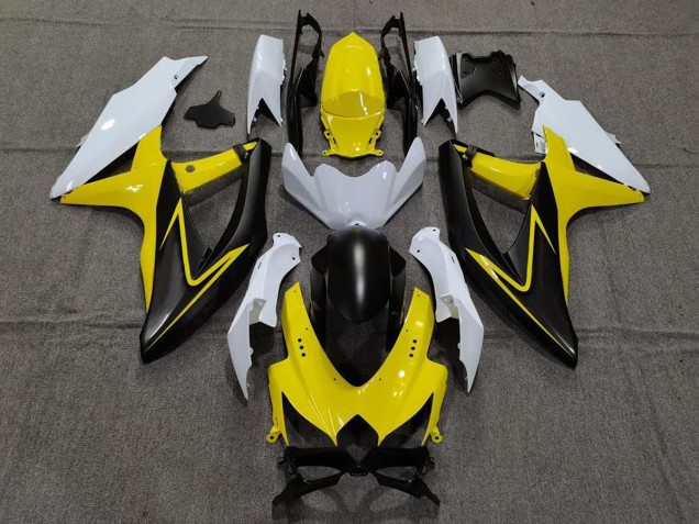 Shop Gloss Yellow and White Suzuki GSXR750 Motorcycle Fairings 08-10 Shop Gloss Yellow and White Suzuki GSXR750 Motorcycle Fairings 08-10