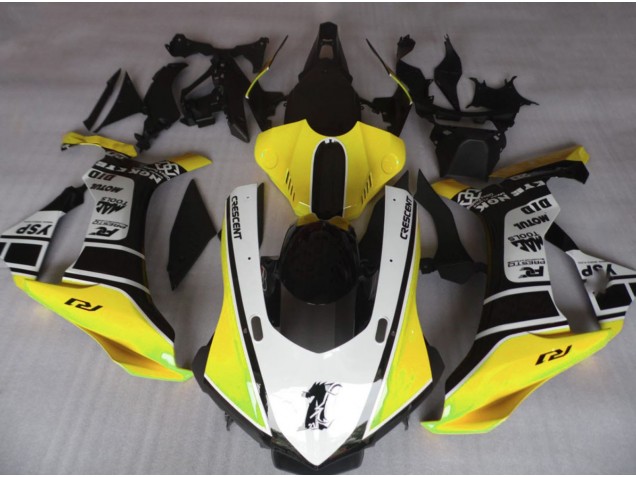 Shop Gloss Yellow & White Yamaha R1 Motorcycle Fairings 15-19 Shop Gloss Yellow & White Yamaha R1 Motorcycle Fairings 15-19
