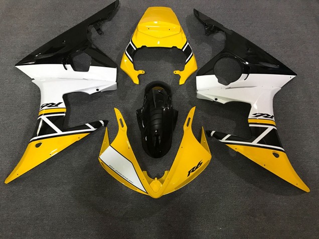 Shop Gloss Yellow & White Yamaha R6 Motorcycle Fairings 03-04 Shop Gloss Yellow & White Yamaha R6 Motorcycle Fairings 03-04