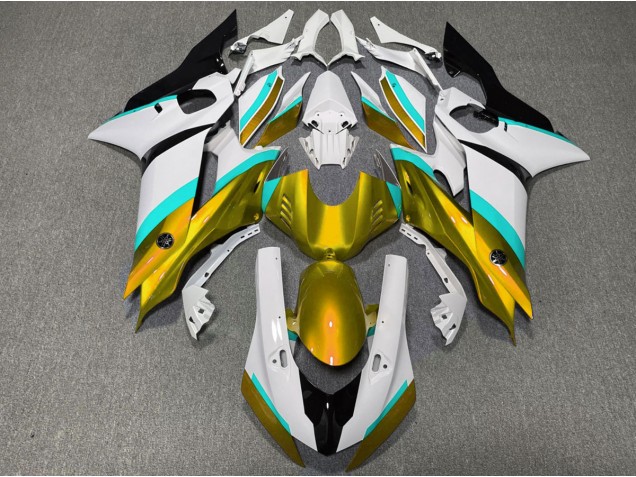 Shop Gold and Light Blue Gloss Yamaha R6 Motorcycle Fairings 17-19 Shop Gold and Light Blue Gloss Yamaha R6 Motorcycle Fairings 17-19