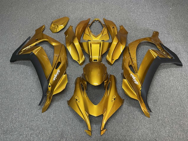 Shop Gold with Ninja White Kawasaki ZX10R Motorcycle Fairings 16-19 Shop Gold with Ninja White Kawasaki ZX10R Motorcycle Fairings 16-19