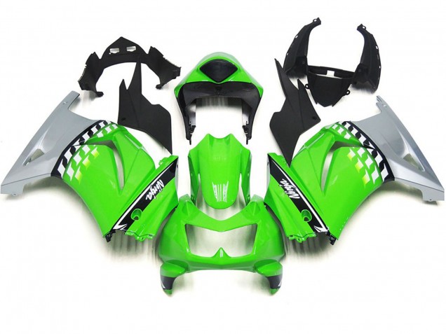 Shop Green and Black Check Kawasaki Ninja Motorcycle Fairings 250 Motorcycle Fairings 08-13 Shop Green and Black Check Kawasaki Ninja Motorcycle Fairings 250 Motorcycle Fairings 08-13