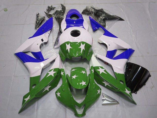 Shop Green and Blue Stars and Stripes Honda CBR600RR Motorcycle Fairings 07-08 Shop Green and Blue Stars and Stripes Honda CBR600RR Motorcycle Fairings 07-08