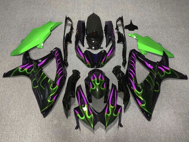 Shop Green and Magenta Flame Suzuki GSXR750 Motorcycle Fairings 08-10