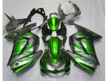 Shop Green and Silver Flame Kawasaki Ninja Motorcycle Fairings 250 Motorcycle Fairings 08-13