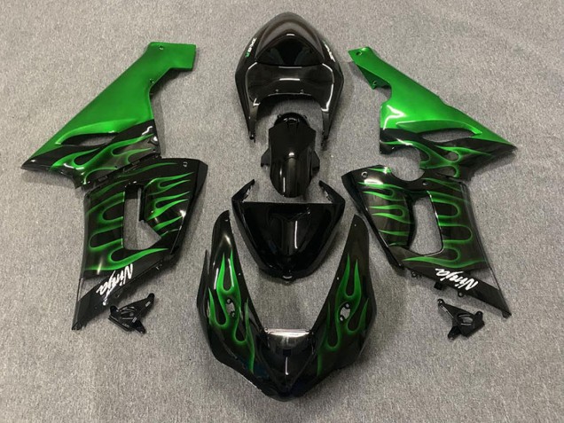 Shop Green Flame Kawasaki ZX6R Motorcycle Fairings 05-06 Shop Green Flame Kawasaki ZX6R Motorcycle Fairings 05-06