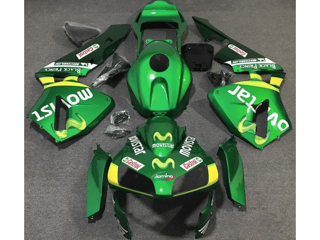 Shop Green Movistar Honda CBR600RR Motorcycle Fairings 03-04 Shop Green Movistar Honda CBR600RR Motorcycle Fairings 03-04