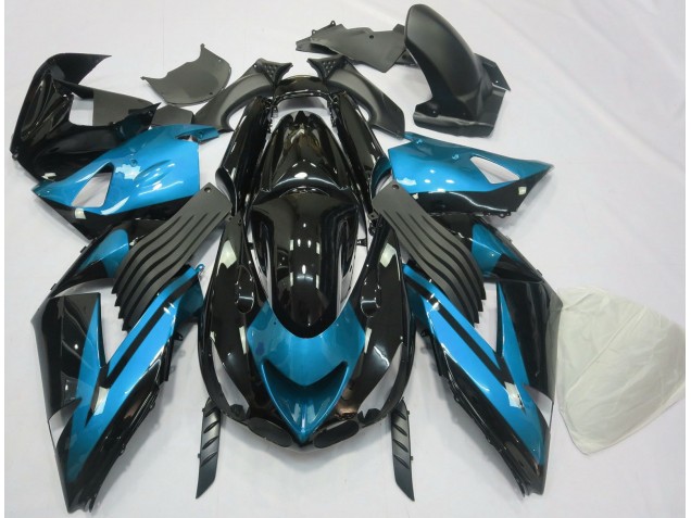 Shop Light Blue and Black Plain Kawasaki ZX14R Motorcycle Fairings 06-11 Shop Light Blue and Black Plain Kawasaki ZX14R Motorcycle Fairings 06-11