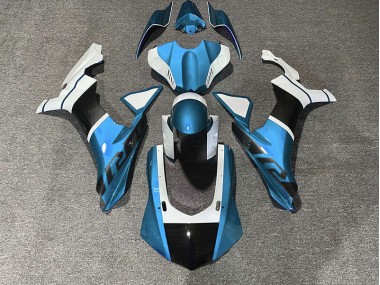 Shop Light Blue & Carbon Fiber Accents Yamaha R1 Motorcycle Fairings 15-19