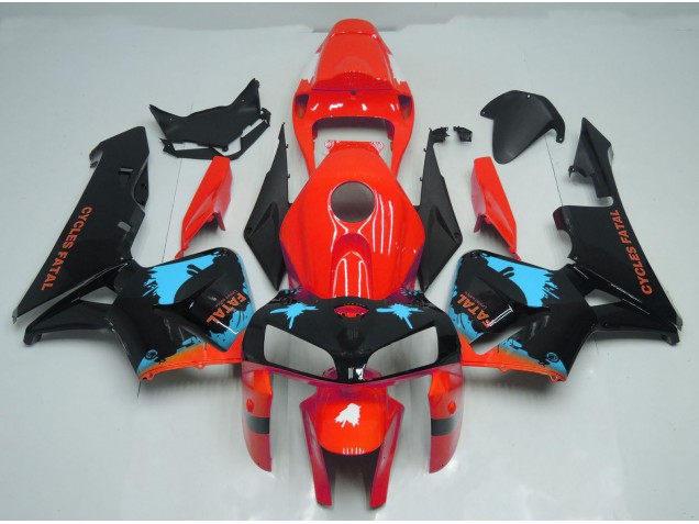 Shop Light Blue Splatter on Red Honda CBR600RR Motorcycle Fairings 05-06 Shop Light Blue Splatter on Red Honda CBR600RR Motorcycle Fairings 05-06