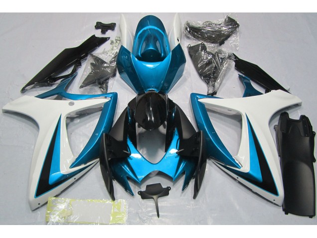 Shop Light Blue & White Suzuki GSXR750 Motorcycle Fairings 06-07 Shop Light Blue & White Suzuki GSXR750 Motorcycle Fairings 06-07