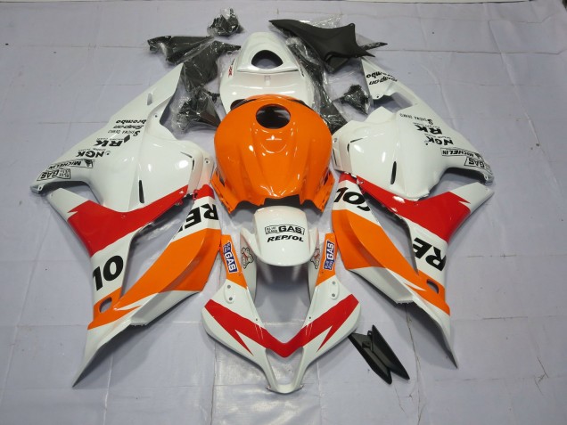 Shop Light Orange and White Repsol Honda CBR600RR Motorcycle Fairings 09-12 Shop Light Orange and White Repsol Honda CBR600RR Motorcycle Fairings 09-12