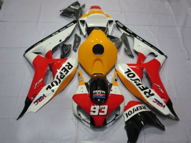Shop Light Orange White Repsol Honda CBR1000RR Motorcycle Fairings 06-07