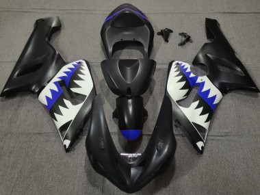 Shop Matte Black and Blue Shark Kawasaki ZX6R Motorcycle Fairings 05-06