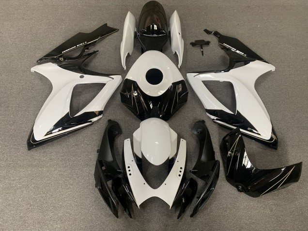 Shop Matte Black and Gloss White Suzuki GSXR750 Motorcycle Fairings 06-07 Shop Matte Black and Gloss White Suzuki GSXR750 Motorcycle Fairings 06-07