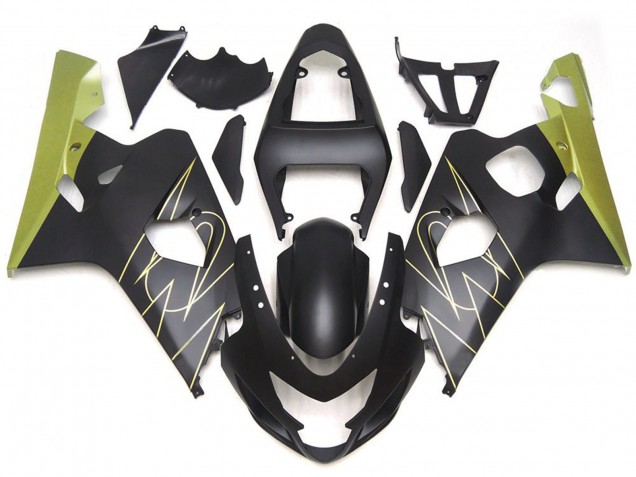 Shop Matte Black and Gold Corona Custom Suzuki GSXR750 Motorcycle Fairings 04-05 Shop Matte Black and Gold Corona Custom Suzuki GSXR750 Motorcycle Fairings 04-05