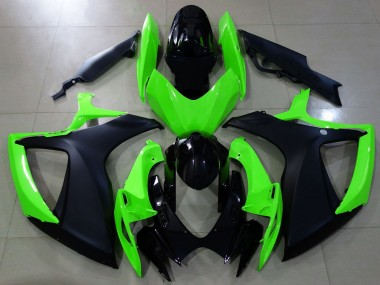 Shop Matte Black and Green Suzuki GSXR750 Motorcycle Fairings 06-07