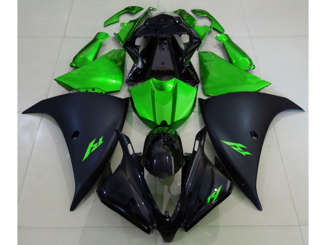 Shop Matte Black and Green Yamaha R1 Motorcycle Fairings 13-14 Shop Matte Black and Green Yamaha R1 Motorcycle Fairings 13-14