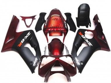 Shop Matte Black and Maroon Kawasaki ZX6R Motorcycle Fairings 03-04