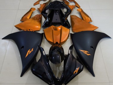 Shop Matte Black and Orange Yamaha R1 Motorcycle Fairings 13-14