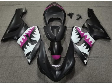 Shop Matte Black and Pink Shark Kawasaki ZX6R Motorcycle Fairings 05-06
