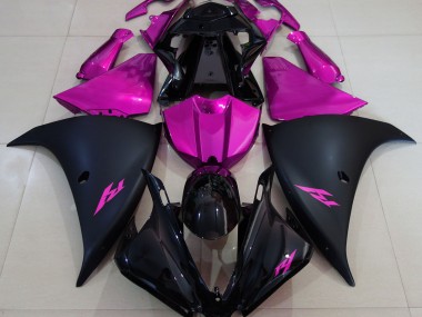 Shop Matte Black and Pink Yamaha R1 Motorcycle Fairings 13-14