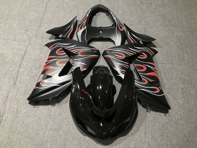 Shop Matte Black & Flame Kawasaki ZX10R Motorcycle Fairings 06-07 Shop Matte Black & Flame Kawasaki ZX10R Motorcycle Fairings 06-07