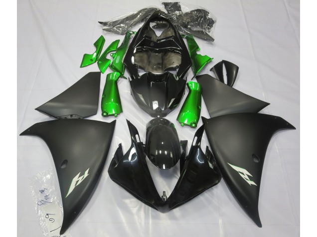 Shop Matte Black & Green Yamaha R1 Motorcycle Fairings 09-12 Shop Matte Black & Green Yamaha R1 Motorcycle Fairings 09-12