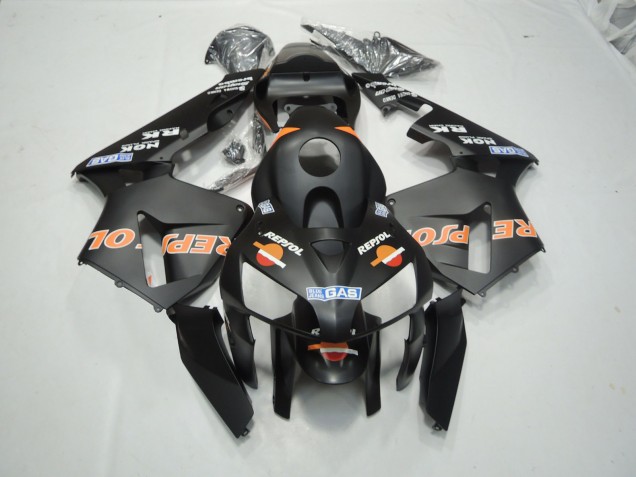 Shop Matte Black Repsol Honda CBR600RR Motorcycle Fairings 03-04 Shop Matte Black Repsol Honda CBR600RR Motorcycle Fairings 03-04