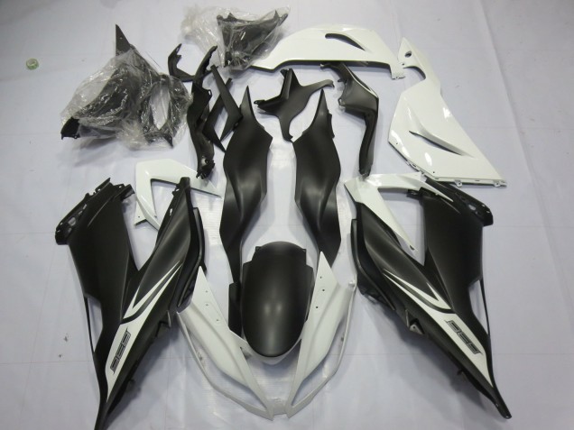 Shop Matte Black White Kawasaki ZX6R Motorcycle Fairings 13-18