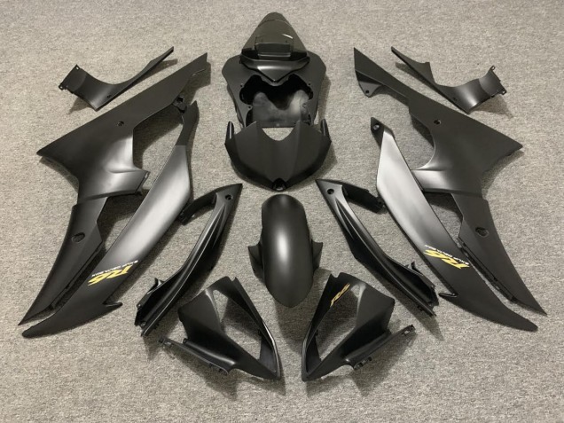 Shop Matte Black with Gold Logo Yamaha R6 Motorcycle Fairings 08-16 Shop Matte Black with Gold Logo Yamaha R6 Motorcycle Fairings 08-16