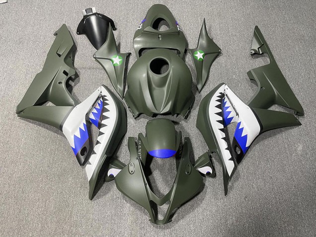 Shop Matte Green & Blue Shark Honda CBR600RR Motorcycle Fairings 07-08 Shop Matte Green & Blue Shark Honda CBR600RR Motorcycle Fairings 07-08