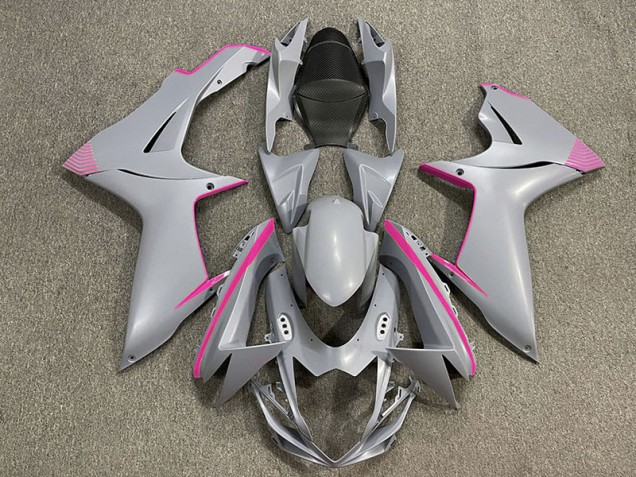 Shop Matte Nardo Gray & Pink Accents Suzuki GSXR750 Motorcycle Fairings 11-20 Shop Matte Nardo Gray & Pink Accents Suzuki GSXR750 Motorcycle Fairings 11-20