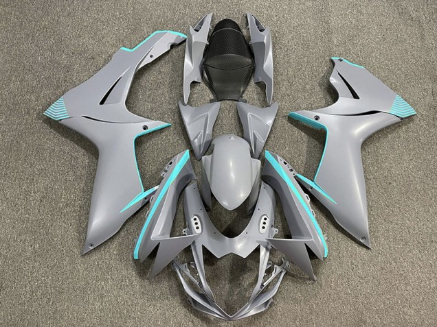 Shop Matte Nardo Gray & Teal Accents Suzuki GSXR750 Motorcycle Fairings 11-20 Shop Matte Nardo Gray & Teal Accents Suzuki GSXR750 Motorcycle Fairings 11-20
