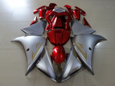 Shop Matte Silver & Gloss Red Yamaha R1 Motorcycle Fairings 09-12