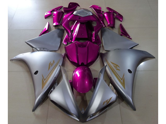 Shop Matte Silver & Pink Yamaha R1 Motorcycle Fairings 09-12 Shop Matte Silver & Pink Yamaha R1 Motorcycle Fairings 09-12