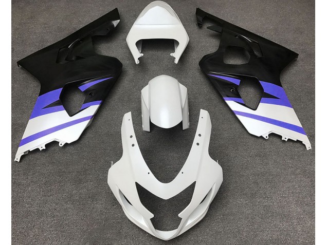 Shop Matte White & Blue Suzuki GSXR750 Motorcycle Fairings 04-05 Shop Matte White & Blue Suzuki GSXR750 Motorcycle Fairings 04-05
