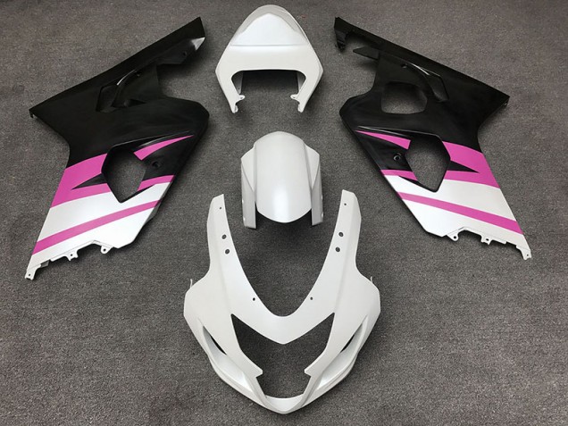 Shop Matte White & Pink Suzuki GSXR750 Motorcycle Fairings 04-05 Shop Matte White & Pink Suzuki GSXR750 Motorcycle Fairings 04-05