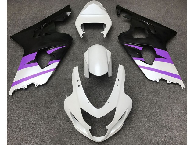 Shop Matte White & Purple Suzuki GSXR750 Motorcycle Fairings 04-05 Shop Matte White & Purple Suzuki GSXR750 Motorcycle Fairings 04-05