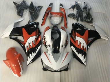 Shop Orange and White Shark Yamaha R3 Motorcycle Fairings 15-18