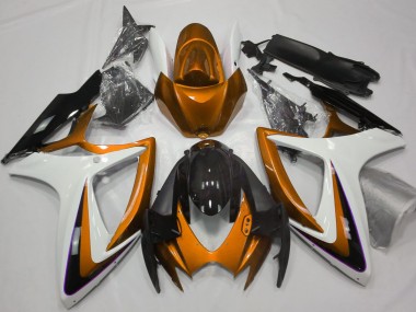 Shop Orange & White Debadged Suzuki GSXR750 Motorcycle Fairings 06-07