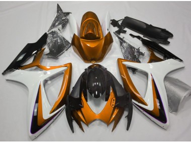 Shop Orange & White Debadged Suzuki GSXR750 Motorcycle Fairings 06-07