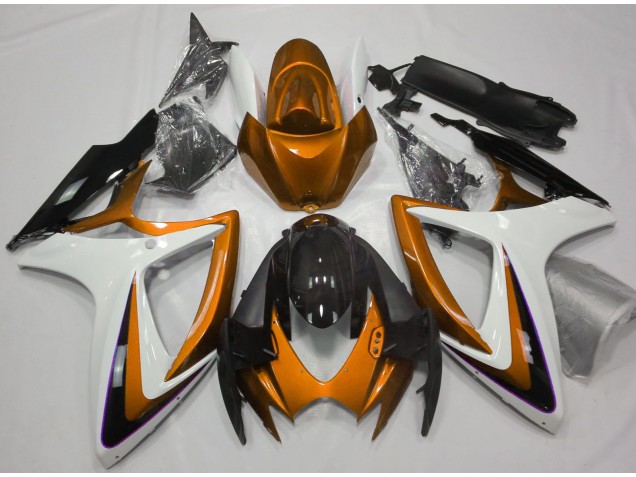 Shop Orange & White Debadged Suzuki GSXR750 Motorcycle Fairings 06-07 Shop Orange & White Debadged Suzuki GSXR750 Motorcycle Fairings 06-07
