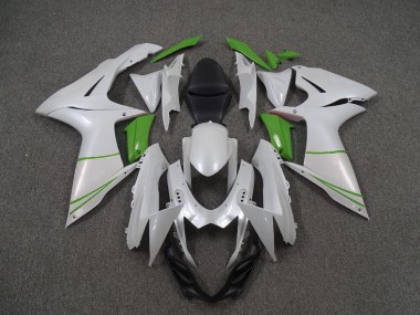 Shop Pearl White and Green Suzuki GSXR750 Motorcycle Fairings 11-20